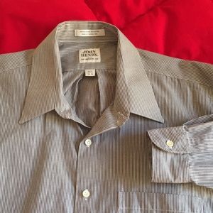 John Henry Gray Striped Long Sleeve Button Down Mens Shirt